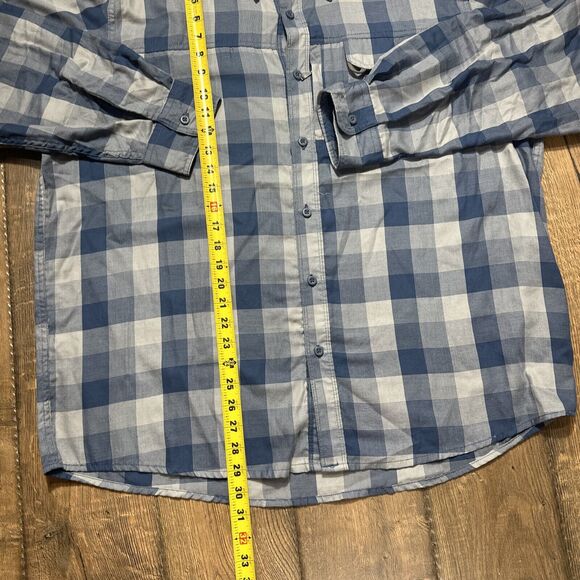 Wrangler Men Size XL Blue Gray Plaid Button Up Shirt Long Sleeve Zipper Pocket - Picture 2 of 12